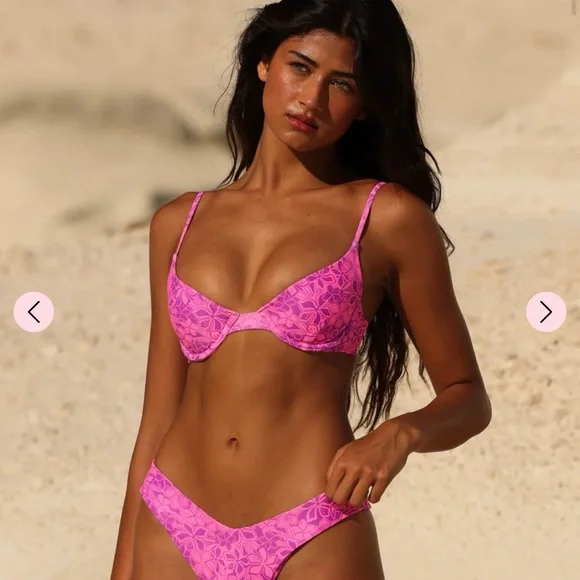 Kulani Kinis Vibrant Pink Floral Bra - Picture 5 of 6